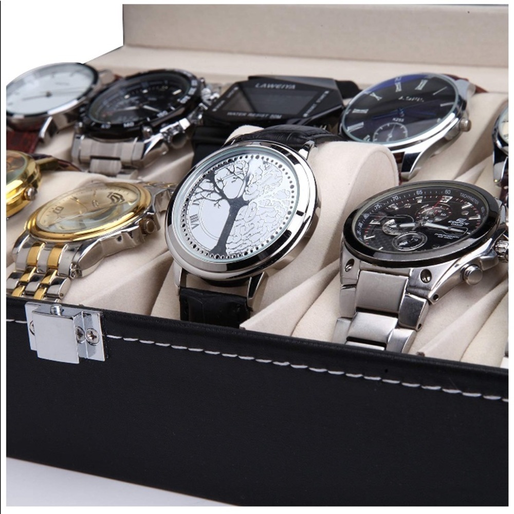 Black leather Watch display case - Picture 2 of 5